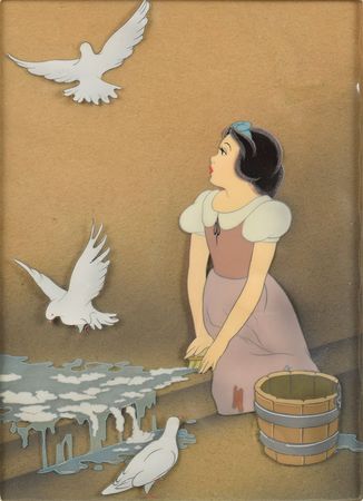 Lot #780 Snow White and Doves production cels from Snow White and the Seven Dwarfs: Fabulous Courvoisier set-up from the beginning of Snow White - Image 2