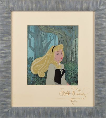 Lot #854 Briar Rose production cel and partial production background from Sleeping Beauty: Superlative Disney-signed Sleeping Beauty presentation - Image 1