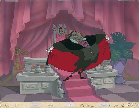Lot #869 Professor Ratigan production cel and production background from The Great Mouse Detective Production Cel and Production Background - Image 1