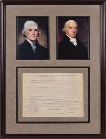 Lot #60 Thomas Jefferson and James Madison: Jefferson-Madison land grant for a Canadian refugee - Image 1