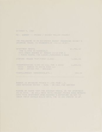 Lot #6196  Prince Graffiti Bridge: Madonna 'Daisey Miller' Itinerary Archive - Image 4
