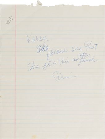 Lot #6195  Graffiti Bridge First Draft and Prince Handwritten Note for Forwarding To Madonna - Image 1