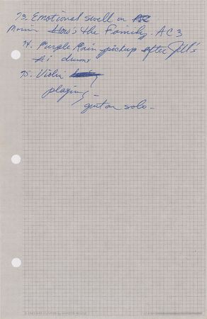 Lot #6021  Prince's Purple Rain Nine-Page Handwritten Musical Enhancement Notes - Image 9