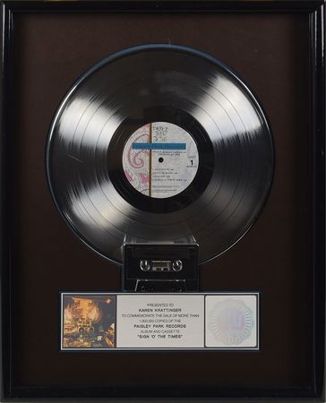 Lot #6136  Prince Sign o' the Times Platinum Sales Award - Image 1
