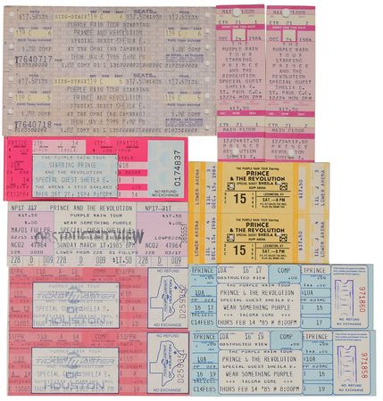 Lot #6039  Prince 1984 & 1985 'Purple Rain' Set of (12) Concert Tickets - Image 1