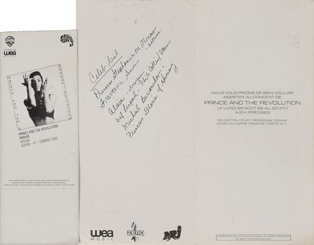 Lot #6103  Prince 1986 Paris Concert Ticket and Party Invite - Image 2