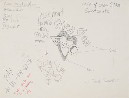 Lot #6187  Prince Handwritten Glam Slam Club Note With Sketch - Image 1