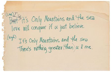 Lot #6082  Prince 'Mountains?Recording-UsedHandwritten Chorus Music Sheet Lyrics and Album - Image 1