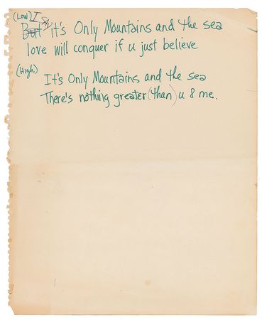 Lot #6082  Prince 'Mountains?Recording-UsedHandwritten Chorus Music Sheet Lyrics and Album - Image 5