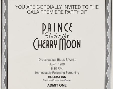 Lot #6125  Prince Under the Cherry Moon Pair of Invitations for Eric Leeds - Image 1