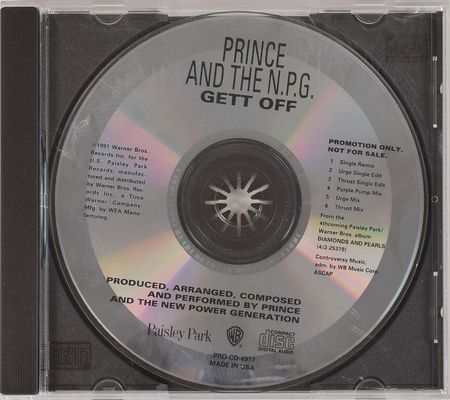 Lot #6206  Prince 'Gett Off' Promotional CD - Image 1