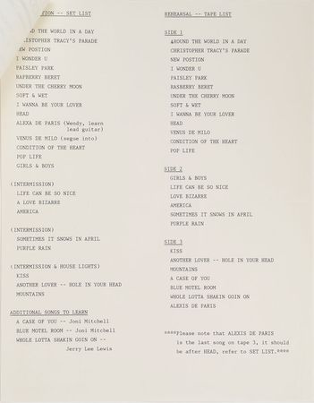 Lot #6096  Prince Parade Tour Set List Memo - Image 2
