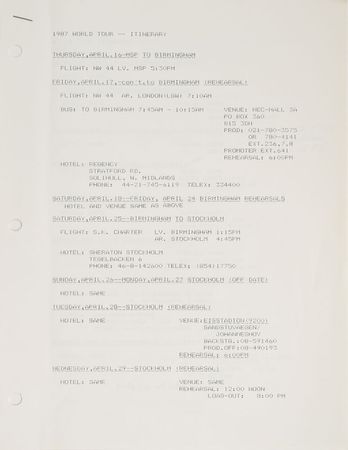 Lot #6140  Prince Sign o' the Times Tour Material - Image 2