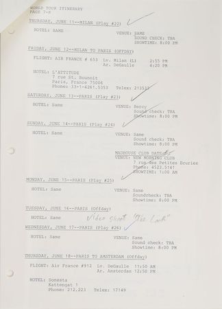 Lot #6140  Prince Sign o' the Times Tour Material - Image 4