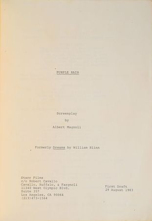 Lot #6019  Prince 1983 Purple Rain 1st Draft