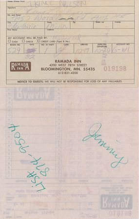 Lot #6012  Prince Carbon Copy Hotel Receipt - Image 3