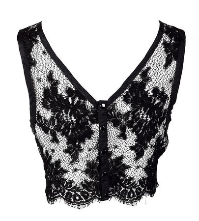 Lot #6134  Prince's Personally-Owned and -Worn Black Lace Crop Top - Image 1