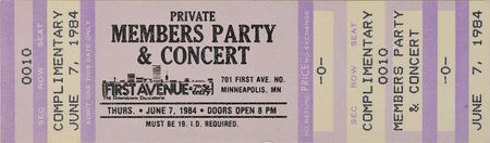 Lot #6048  Prince 1984 First Avenue Concert Group Lot - Image 1