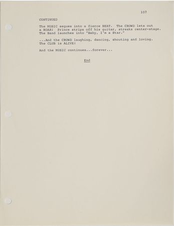Lot #6020  Prince 1983 Purple Rain Original Screenplay and Crew List - Image 4