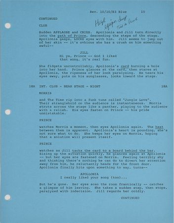 Lot #6020  Prince 1983 Purple Rain Original Screenplay and Crew List - Image 5