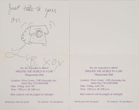 Lot #6050  Prince Pair of 1985 Masquerade Ball Invitations - Image 2