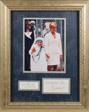 Lot #5022  Princess Diana and Mother Teresa Signature Display - Image 1