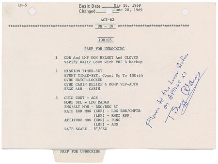 Lot #9158  Apollo 11 LM Flown Page With Neil Armstrong Notations - Image 1