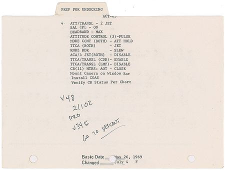 Lot #9158  Apollo 11 LM Flown Page With Neil Armstrong Notations - Image 2