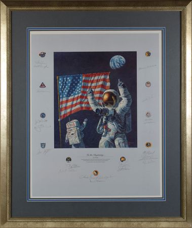 Lot #9153  Apollo Astronauts 'In the Beginning' Signed Print - Image 1