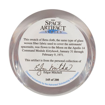 Lot #9197 Edgar Mitchell's Apollo 15 Flown Beta Cloth Swatch - Image 2