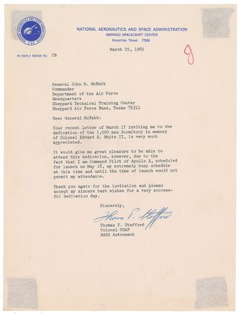 Lot #9063 Tom Stafford 1969 Signed Letter and Photograph - Image 2