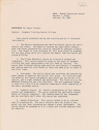 Lot #9034 Tom Stafford 1963 Signed Academic Training Memorandum - Image 1