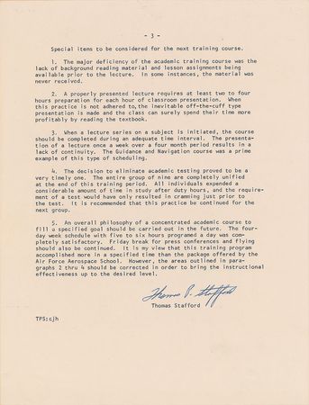 Lot #9034 Tom Stafford 1963 Signed Academic Training Memorandum - Image 3