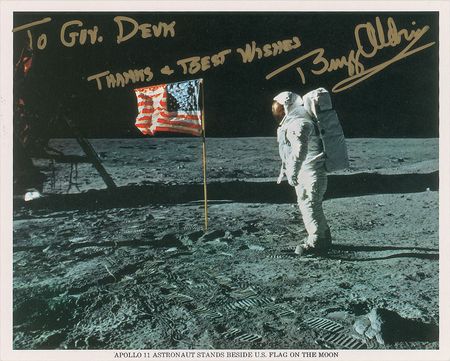 Lot #9070 Buzz Aldrin Pair of Signed Photographs - Image 1