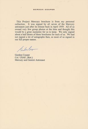Lot #9008 Gordon Cooper's Mercury 7 Signed Pamphlet - Image 6