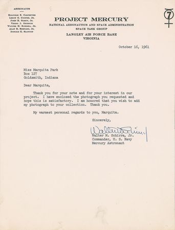 Lot #9022 Wally Schirra 1961 Signed Letter and Photograph - Image 2