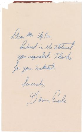 Lot #9056 Donn Eisele Handwritten Statement Signed With Note - Image 1