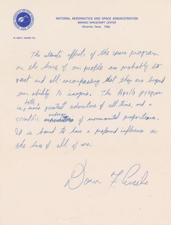 Lot #9056 Donn Eisele Handwritten Statement Signed With Note - Image 2