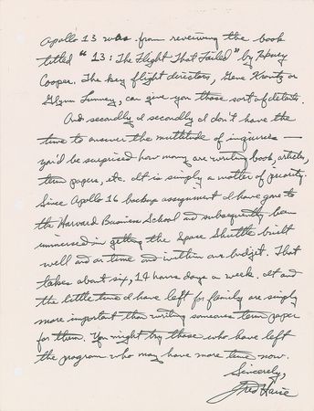 Lot #9088 Fred Haise 1975 Autograph Letter Signed - Image 2