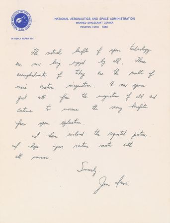 Lot #9107 Jim Irwin 1966 Autograph Letter Signed - Image 2