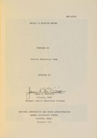 Lot #9116 Dave Scott Signed Apollo 15 Mission Report - Image 2