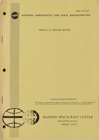 Lot #9129 Apollo 16 Mission Report - Image 1