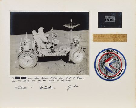 Lot #9174 Dave Scott?s Apollo 15 Lunar Surface-Flown License Plate Crew-Signed Display - Image 1