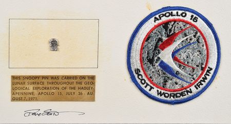 Lot #9176 Dave Scott's Apollo 15 Lunar Surface-Flown Snoopy Pin Signed Display - Image 2