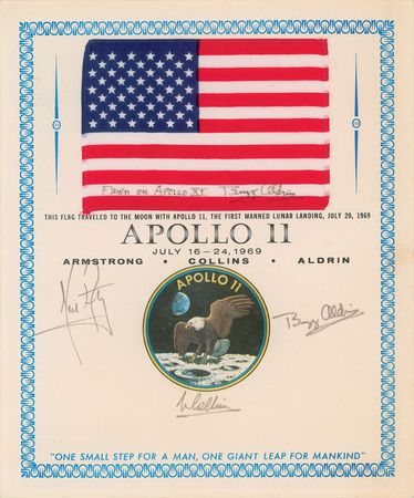 Lot #9160  Apollo 11 Crew-Signed Flown Flag Presentation - Image 1