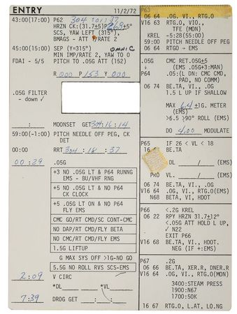 Lot #9182 Gene Cernan's Apollo 17 Flown Entry-to-Earth Cue Cards - Image 3