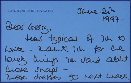 Lot #52 Princess Diana: Five days before her Christie's charity auction: 