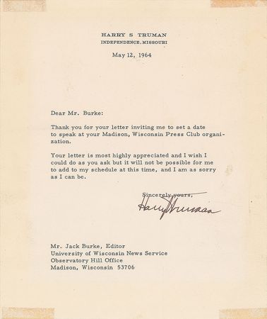 Lot #246 Harry S. Truman - Image 1