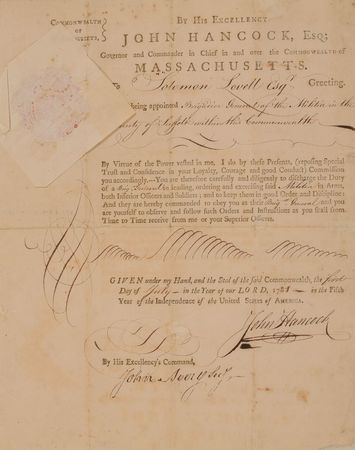 Lot #254 John Hancock: Significant 1781 militia commission for a noteworthy officer of the Revolution - Image 2