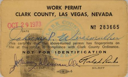 Lot #841 Johnny Weissmuller Work Permit - Image 1